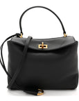 Natural Smooth Calfskin Mini Rodeo Top Handle Handbag Black