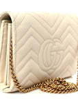 Calfskin Matelasse GG Marmont Chain Wallet Mystic White