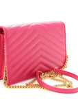 Grain De Poudre Matelasse Chevron Monogram Envelope Chain Wallet Fresh Fuchsia