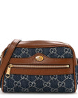 New Denim GG Monogram Dollar Calfskin Mini Ophidia Shoulder Bag Blue Tea Cuir Epilog