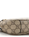 GG Supreme Monogram Textured Calfskin Small Emblem Shoulder Bag Beige Dark Brown