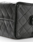 Shiny Crumpled Calfskin Quilted Small CHNL 25 Handbag Black