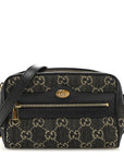 Jacquard Black Denim GG Monogram Textured Dollar Calfskin Mini Ophidia Shoulder Bag Black Ivory