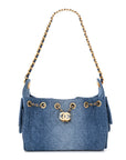 Washed Denim Quilted Mini CHNL 25 Handbag Blue
