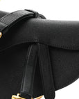 Grained Calfskin Mini Saddle Bag With Strap Black