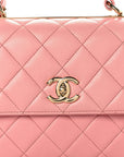 Lambskin Quilted Medium Trendy CC Flap Dual Handle Bag Pink