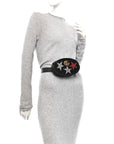 Velvet Matelasse Crystal Star GG Marmont Belt Bag 75 30 Black