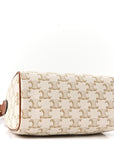 Triomphe Canvas Calfskin Small Boston Bag White