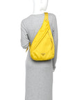 Re-Nylon Vitello Metal Triangle Logo Sling Backpack Giallo