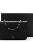 Caviar Camellia Embossed Wallet On Chain WOC Black
