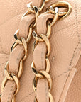 Caviar Quilted Jumbo Double Flap Beige Clair