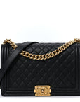 Calfskin Quilted New Medium Boy Flap Black