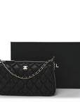 Caviar Quilted Purse With Chain Black