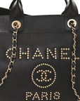 Caviar Medium Studded Deauville Tote Black