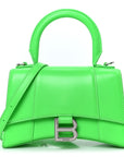 Shiny Box Calfskin Hourglass Top Handle Bag XS Fluo Green