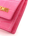 Calfskin Crocodile Embossed La Ceinture Bello Double Tour Belt Bag Pink