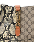 GG Supreme Monogram Snakeskin Small Jackie 1961 Hobo Beige Ebony