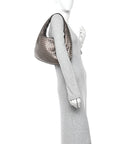 Metallic Nappa Intrecciato Medium Veneta Hobo Pewter