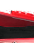 Patent Calfskin Quilted Small Plexiglass Boy Flap Red