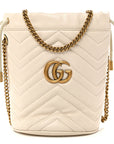 Calfskin Matelasse Mini GG Marmont 2.0 Bucket Bag White