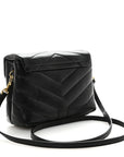 Calfskin Y Quilted Monogram Toy Loulou Crossbody Bag Black