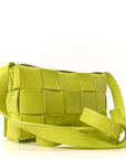 Lambskin Maxi Intrecciato Cassette Crossbody Bag Acid Kiwi