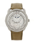 Stainless Steel Alligator Diamond Bezel Mother of Pearl 38mm Arceau Le Temps Voyageur Automatic Watch Gris Perle