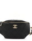 Lambskin Quilted Resin Bi-Color Waist Bag Fanny Pack Black
