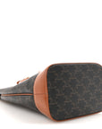 Triomphe Canvas Calfskin Small Bucket Bag Tan