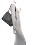 Grained Lambskin Monogram Large Niki Chain Satchel Black