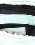 Extra Supple Calfskin Crocodile Embossed Le Cagole Shoulder Bag XS Green Acqua