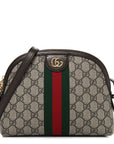 GG Supreme Monogram Textured Dollar Calfskin Web Small Ophidia Dome Shoulder Bag Beige Ebony New Acero