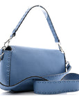 Cuoio Roma Sellerissima Nappa Sintetica Tape Stitch Baguette Placca Placca Argento Blue