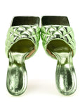 Metallic Nappa Reflection Matelasse Padded Mule Sandals 37 Pistachio