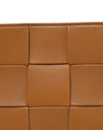 Calfskin Maxi Intrecciato Cassette Pouch On Strap Camel
