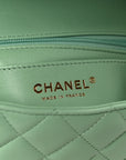 Lambskin Quilted Mini Rectangular Flap Green