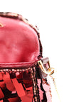 Sequin Paillettes Shiny Nappa Sex and the City Nano Maxi Buckle Baguette Charm Granata