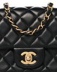 Lambskin Quilted Mini Rectangular Flap Black