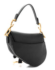 Grained Calfskin Mini Saddle Bag Black