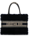 Shearling Cannage Medium Book Tote Deep Blue Natural