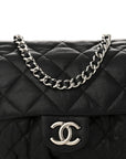 Washed Lambskin Quilted Medium Chain Around Messenger Black