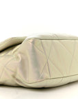 Iridescent Calfskin Quilted Large CHNL 19 Flap White