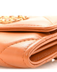Lambskin Quilted CHNL 19 Flap Coin Purse With Chain Light Brown