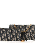 Oblique Saddle Chain Long Wallet Blue