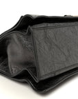Metallic Crushed Calfskin Large Crush Chain Bag Steel Grey