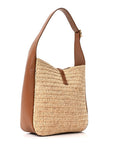 Raffia Calfskin Le 5 A 7 Small Hobo Natural Brick