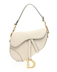 Grained Calfskin Saddle Bag White
