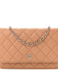 Caviar Quilted Wallet on Chain WOC Beige