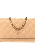 Caviar Quilted Wallet on Chain WOC Beige