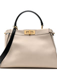 Vitello Seta Snakeskin Monster Eyes Medium Peekaboo Iconic Satchel Amido Sand Black